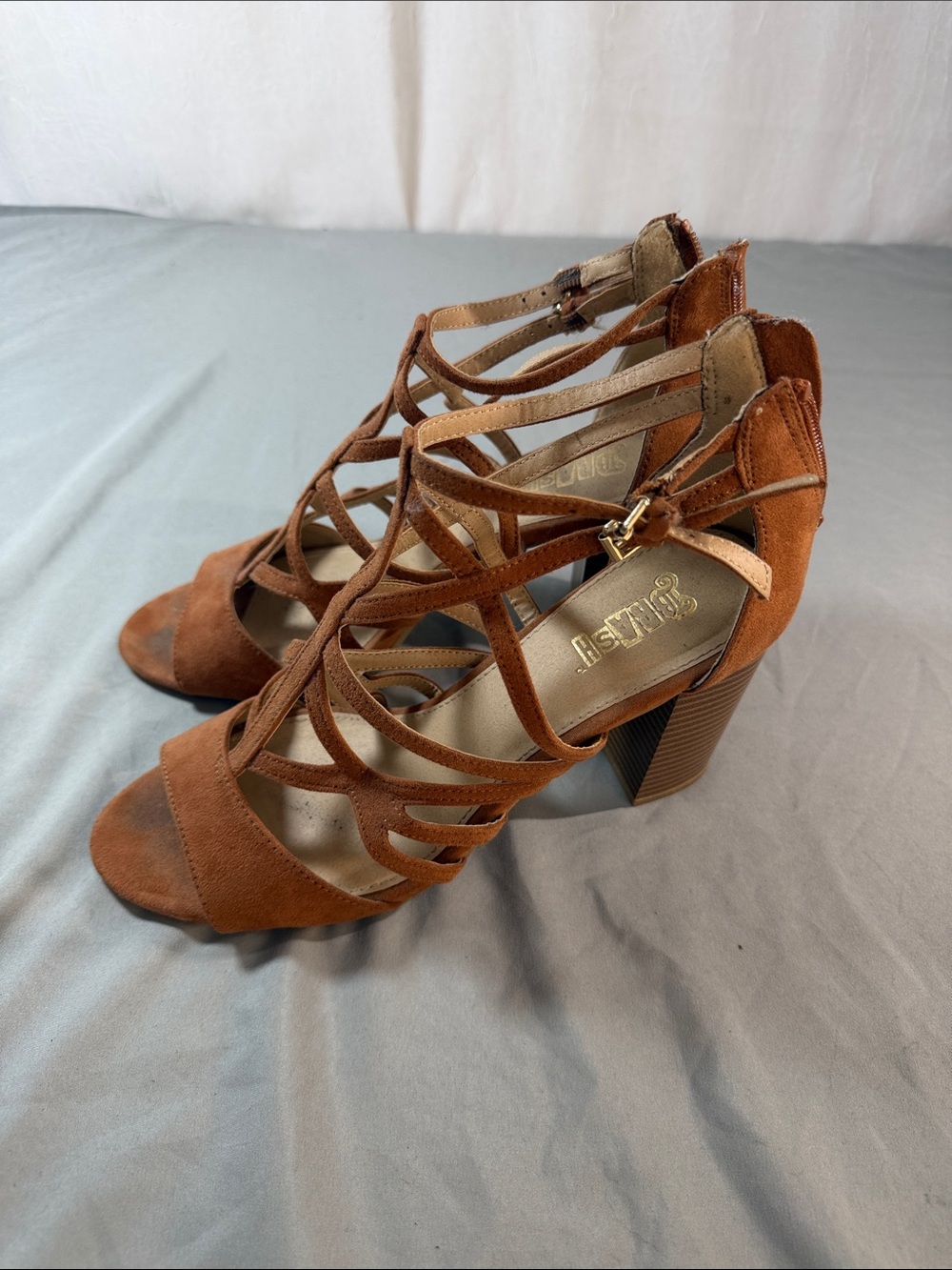Brash women's brown strappy high heel sandals size 8.5
